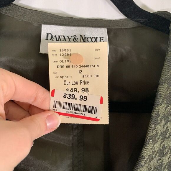 New Vintage Danny And Nicole Vest Women's 12 Grey Olive Button Front Vneck - Picture 3 of 5